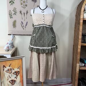 Y2k Floral Crochet Babydoll Peasant Top Cottage Forest Fairy Grunge Mori Kei 2X